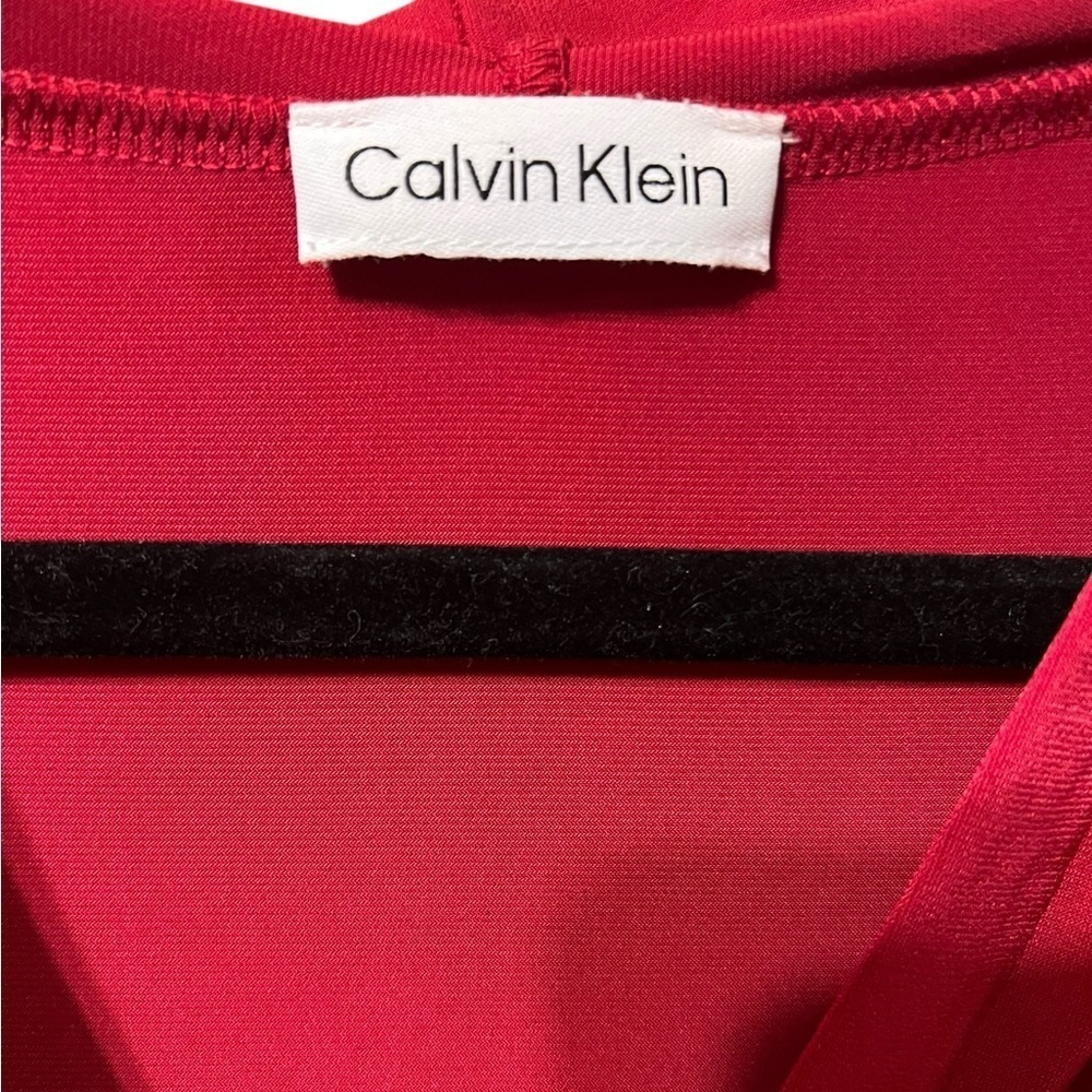 Calvin Klein Red Drape Neck Sleeveless Blouse Top Large - Picture 4 of 5